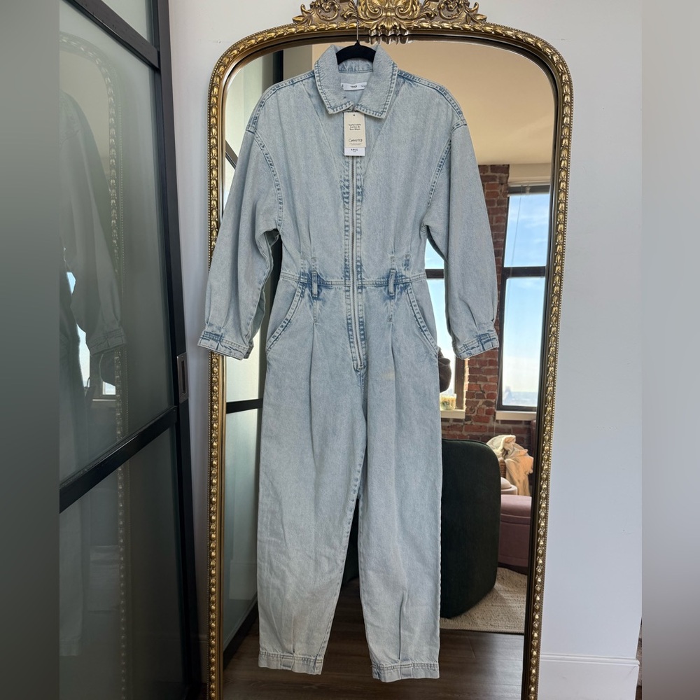 Mango Light Blue Denim Jumpsuit